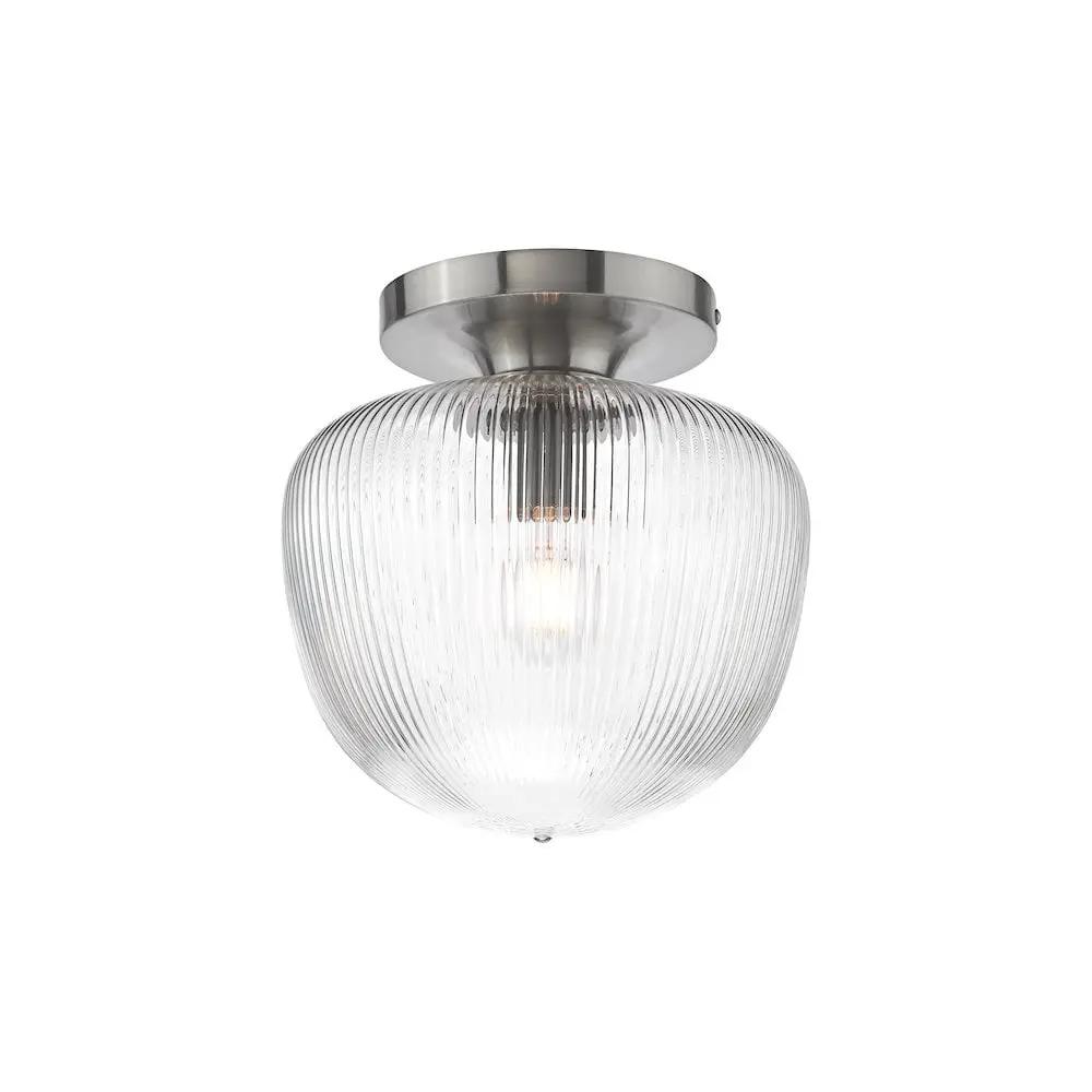 dar lighting Där Lighting Group, ABR5208 Abrielle Flush Polished Nickel and Ribbed Glass - dar lighting Där Lighting Group, ABR5208 Abrielle Flush Polished Nickel and Ribbed Glass