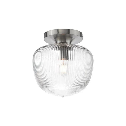 dar lighting Där Lighting Group, ABR5208 Abrielle Flush Polished Nickel and Ribbed Glass - dar lighting Där Lighting Group, ABR5208 Abrielle Flush Polished Nickel and Ribbed Glass