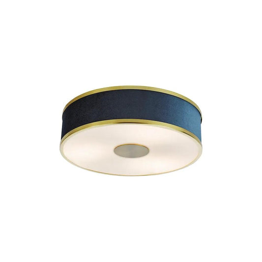 dar lighting Där Lighting Group, ALV5223 Alvaro 3 Light Flush Brushed Brass With Blue shade - dar lighting Där Lighting Group, ALV5223 Alvaro 3 Light Flush Brushed Brass With Blue shade