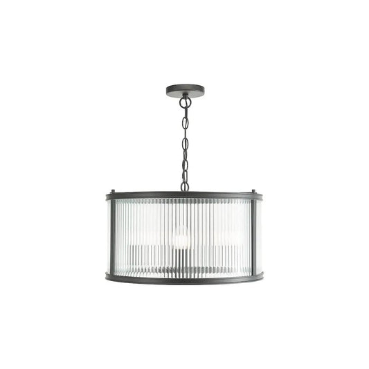 dar lighting Där Lighting Group, BIA0322 Bianka 3 Light Pendant Matt Black and Ribbed Glass - dar lighting Där Lighting Group, BIA0322 Bianka 3 Light Pendant Matt Black and Ribbed Glass
