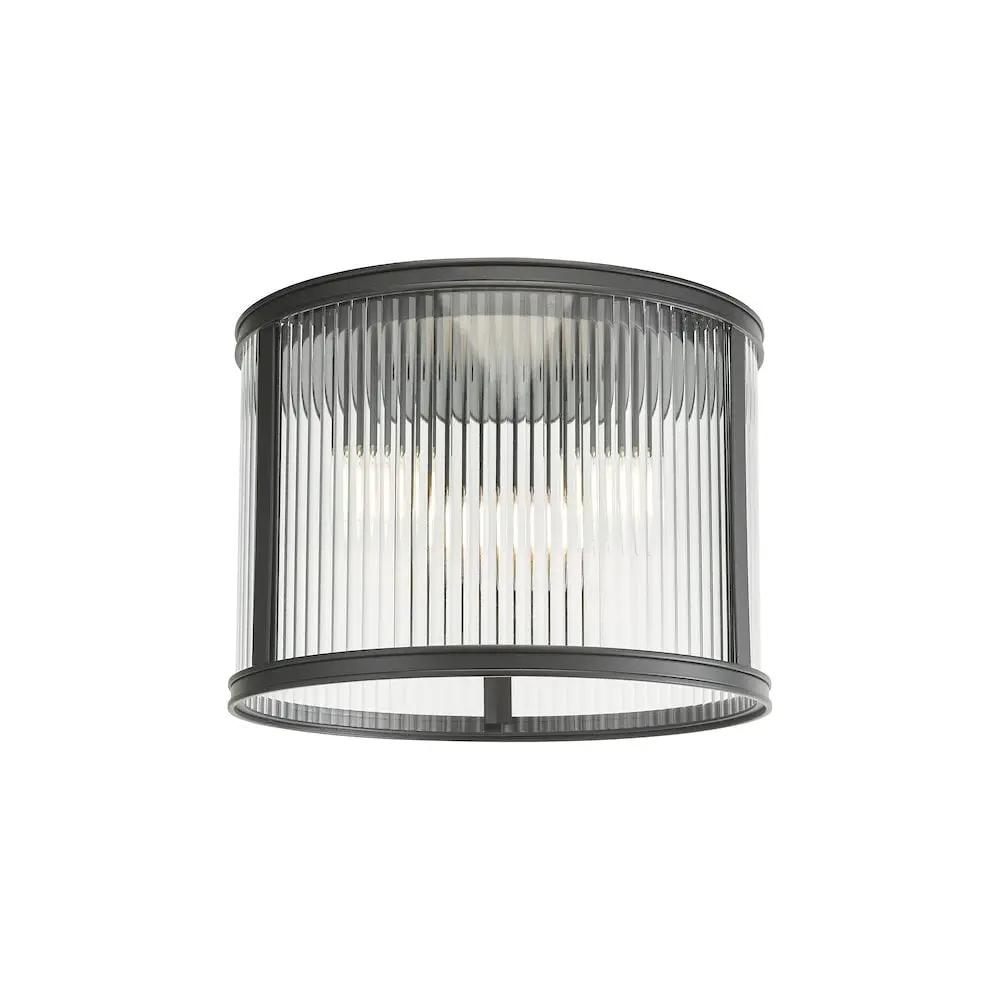 dar lighting Där Lighting Group, BIA5322 Bianka 3 Light Flush Matt Black and Ribbed Glass - dar lighting Där Lighting Group, BIA5322 Bianka 3 Light Flush Matt Black and Ribbed Glass