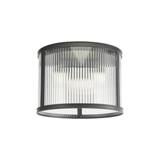 dar lighting Där Lighting Group, BIA5322 Bianka 3 Light Flush Matt Black and Ribbed Glass - dar lighting Där Lighting Group, BIA5322 Bianka 3 Light Flush Matt Black and Ribbed Glass