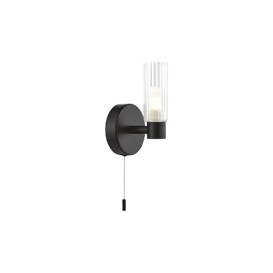 dar lighting Där Lighting Group, BOL0722 Bolton Bathroom Wall Light Matt Black and Ribbed Glass IP44 - dar lighting Där Lighting Group, BOL0722 Bolton Bathroom Wall Light Matt Black and Ribbed Glass IP44