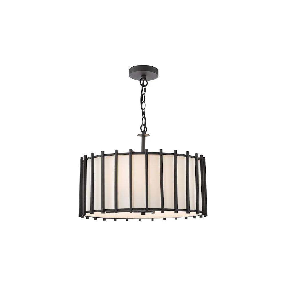 dar lighting Där Lighting Group CAG0422 Cagliari 4 Light Armed Pendant Matt Black and Ivory - dar lighting Där Lighting Group CAG0422 Cagliari 4 Light Armed Pendant Matt Black and Ivory