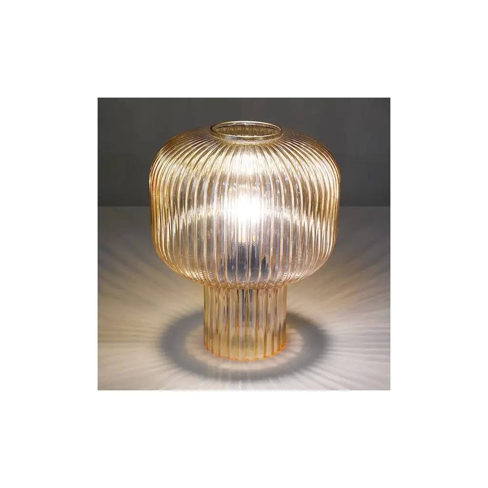 dar lighting Där Lighting Group, DEM4206 Demarius Table Lamp Amber Ribbed Glass - dar lighting Där Lighting Group, DEM4206 Demarius Table Lamp Amber Ribbed Glass
