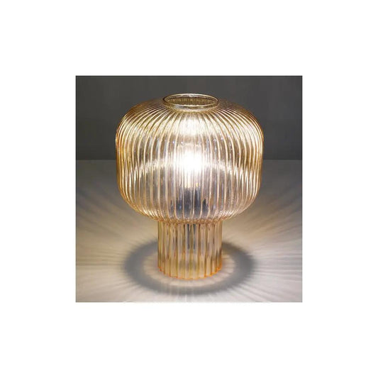 dar lighting Där Lighting Group, DEM4206 Demarius Table Lamp Amber Ribbed Glass - dar lighting Där Lighting Group, DEM4206 Demarius Table Lamp Amber Ribbed Glass