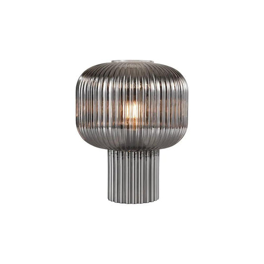 dar lighting Där Lighting Group, DEM4210 Demarius Table Lamp Smoked Ribbed Glass - dar lighting Där Lighting Group, DEM4210 Demarius Table Lamp Smoked Ribbed Glass