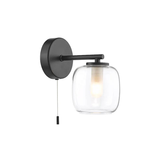 dar lighting Där Lighting Group, EDA0722 Edaline Bathroom Wall Light Matt Black and Glass IP44 - dar lighting Där Lighting Group, EDA0722 Edaline Bathroom Wall Light Matt Black and Glass IP44