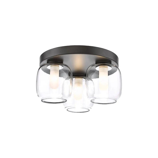 dar lighting Där Lighting Group, EDA5322 Edaline Bathroom 3 Light Semi-Flush Matt Black and Glass IP44 - dar lighting Där Lighting Group, EDA5322 Edaline Bathroom 3 Light Semi-Flush Matt Black and Glass IP44