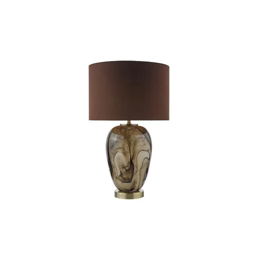 dar lighting Där Lighting Group, EGA4229 Egas Table Lamp Brown Marble Effect Glass and Antique Brass With Shade - dar lighting Där Lighting Group, EGA4229 Egas Table Lamp Brown Marble Effect Glass and Antique Brass With Shade
