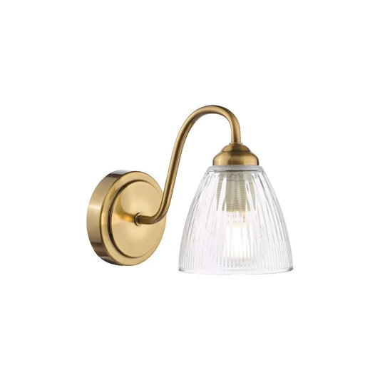 dar lighting Där Lighting Group, GLY0763 Glynis Wall Light Antique Bronze and Ribbed Glass - dar lighting Där Lighting Group, GLY0763 Glynis Wall Light Antique Bronze and Ribbed Glass