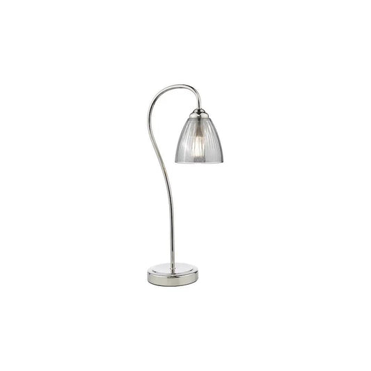 dar lighting Där Lighting Group, GLY4238 Glynis Table Lamp Polished Nickel and Smoked Ribbed Glass - dar lighting Där Lighting Group, GLY4238 Glynis Table Lamp Polished Nickel and Smoked Ribbed Glass