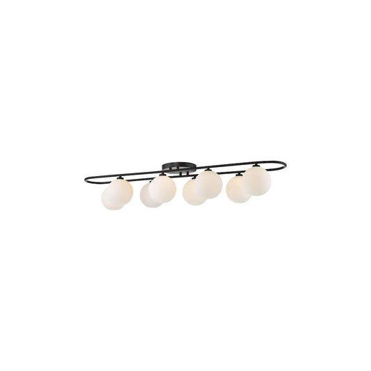 dar lighting Där Lighting Group, LUA4822 Luana 8 Light Semi-Flush Matt Black and Opal Glass - dar lighting Där Lighting Group, LUA4822 Luana 8 Light Semi-Flush Matt Black and Opal Glass