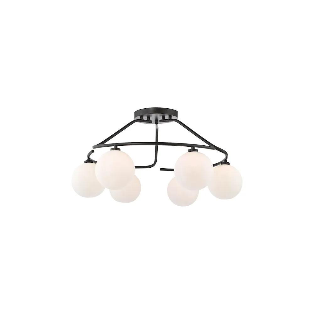 dar lighting Där Lighting Group, LUA6422 Luana 6 Light Semi-Flush Matt Black and Opal Glass - dar lighting Där Lighting Group, LUA6422 Luana 6 Light Semi-Flush Matt Black and Opal Glass
