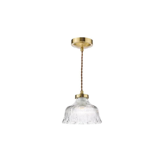 dar lighting Där Lighting Group MAU0142 Maude Pendant Natural Brass and Ribbed Glass (S) - dar lighting Där Lighting Group MAU0142 Maude Pendant Natural Brass and Ribbed Glass (S)