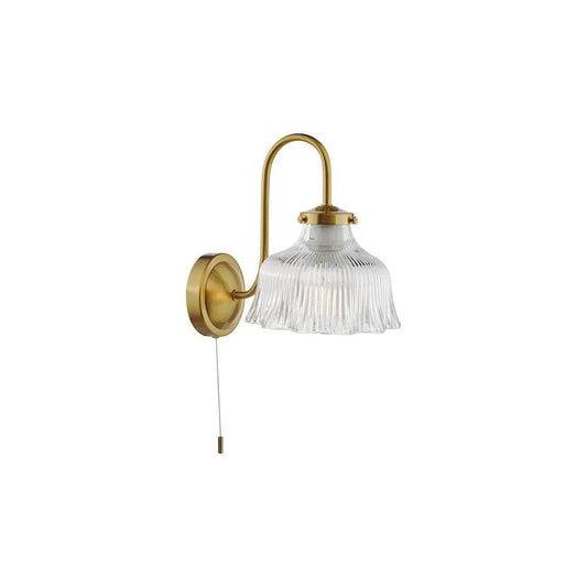 dar lighting Där Lighting Group, MAU0742 Maude Wall Light Natural Brass and Ribbed Glass - dar lighting Där Lighting Group, MAU0742 Maude Wall Light Natural Brass and Ribbed Glass