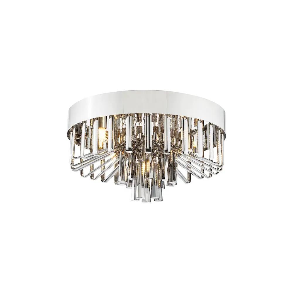 dar lighting Där Lighting Group, OLI5410 Olin 5 Light Flush Polished Chrome and Smoked Glass - dar lighting Där Lighting Group, OLI5410 Olin 5 Light Flush Polished Chrome and Smoked Glass