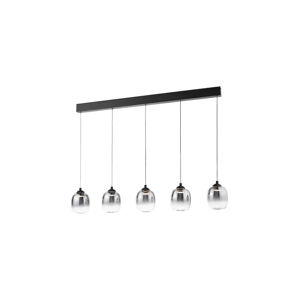 dar lighting Där Lighting Group, RAM0522 Ramona 5 Light Bar Pendant Matt Black and Smoked Ombre Glass LED - dar lighting Där Lighting Group, RAM0522 Ramona 5 Light Bar Pendant Matt Black and Smoked Ombre Glass LED