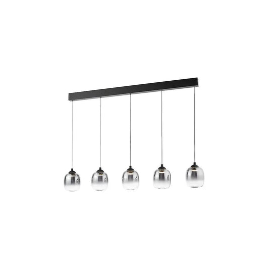 dar lighting Där Lighting Group, RAM0522 Ramona 5 Light Bar Pendant Matt Black and Smoked Ombre Glass LED - dar lighting Där Lighting Group, RAM0522 Ramona 5 Light Bar Pendant Matt Black and Smoked Ombre Glass LED