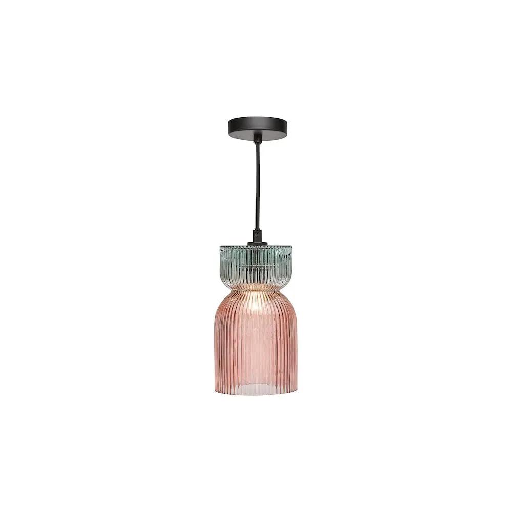 dar lighting Där Lighting Group, RHU0103 Rhubarb Pendant Pink and Green Ribbed Glass - dar lighting Där Lighting Group, RHU0103 Rhubarb Pendant Pink and Green Ribbed Glass