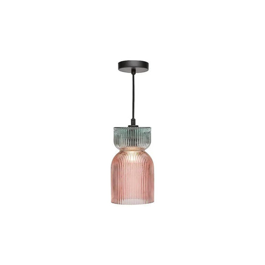 dar lighting Där Lighting Group, RHU0103 Rhubarb Pendant Pink and Green Ribbed Glass - dar lighting Där Lighting Group, RHU0103 Rhubarb Pendant Pink and Green Ribbed Glass