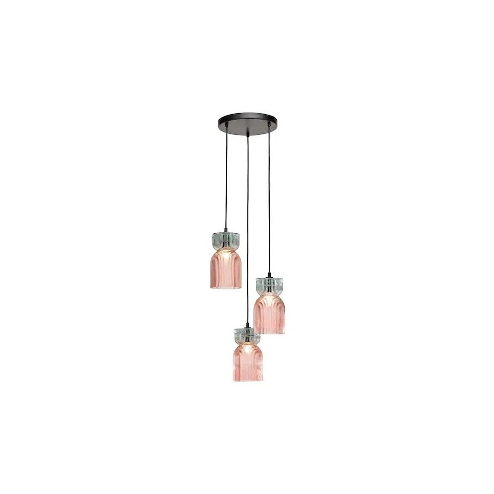 dar lighting Där Lighting Group, RHU0303 Rhubarb 3 Light Cluster Pendant Pink and Green Ribbed Glass - dar lighting Där Lighting Group, RHU0303 Rhubarb 3 Light Cluster Pendant Pink and Green Ribbed Glass