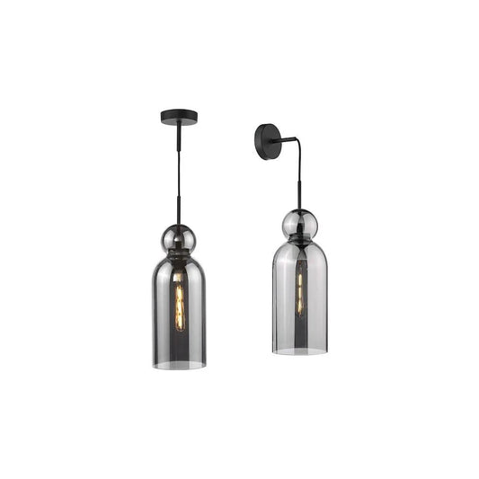 dar lighting Där Lighting Group, TAO0110 Tao Pendant Matt Black and Smoked Glass - dar lighting Där Lighting Group, TAO0110 Tao Pendant Matt Black and Smoked Glass