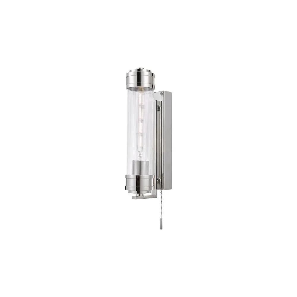 dar lighting Där Lighting Group, TOM0738 Tommaso Bathroom Wall Light Polished Nickel and Ribbed Glass IP44 - dar lighting Där Lighting Group, TOM0738 Tommaso Bathroom Wall Light Polished Nickel and Ribbed Glass IP44