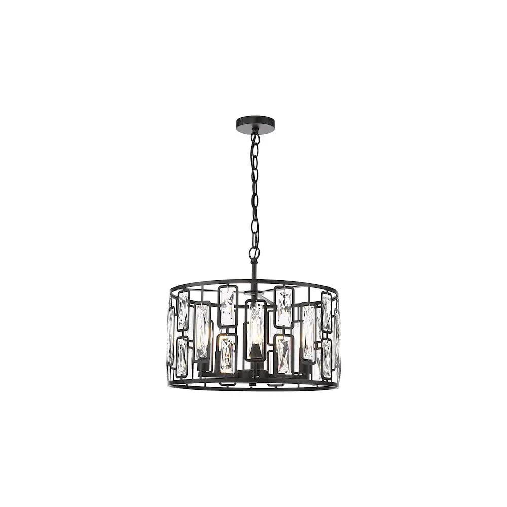 dar lighting Där Lighting Group, ZOE0522 Zoelle 5 Light Pendant Matt Black and Crystal - dar lighting Där Lighting Group, ZOE0522 Zoelle 5 Light Pendant Matt Black and Crystal