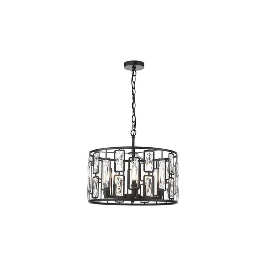 dar lighting Där Lighting Group, ZOE0522 Zoelle 5 Light Pendant Matt Black and Crystal - dar lighting Där Lighting Group, ZOE0522 Zoelle 5 Light Pendant Matt Black and Crystal