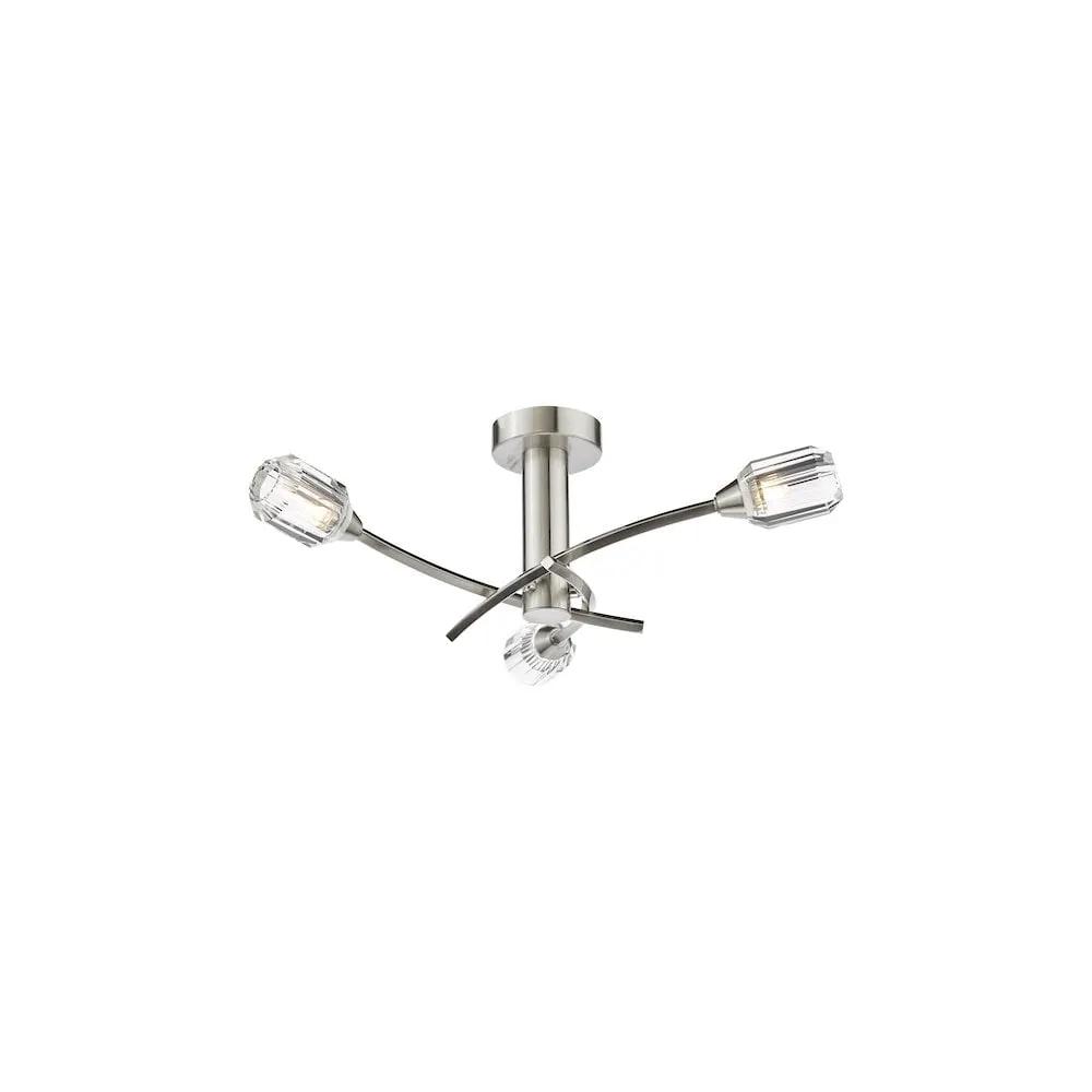 dar lighting Där Lighting Group, ZON5338 Zonda 3 Light Semi-Flush Brushed Nickel and Crystal - dar lighting Där Lighting Group, ZON5338 Zonda 3 Light Semi-Flush Brushed Nickel and Crystal