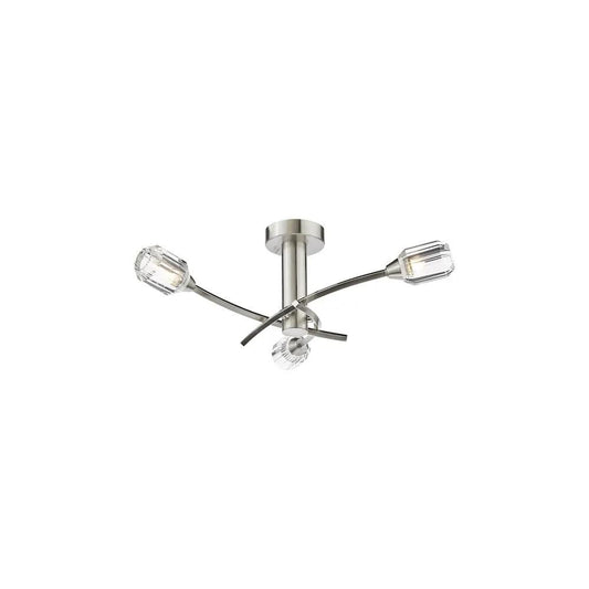 dar lighting Där Lighting Group, ZON5338 Zonda 3 Light Semi-Flush Brushed Nickel and Crystal - dar lighting Där Lighting Group, ZON5338 Zonda 3 Light Semi-Flush Brushed Nickel and Crystal