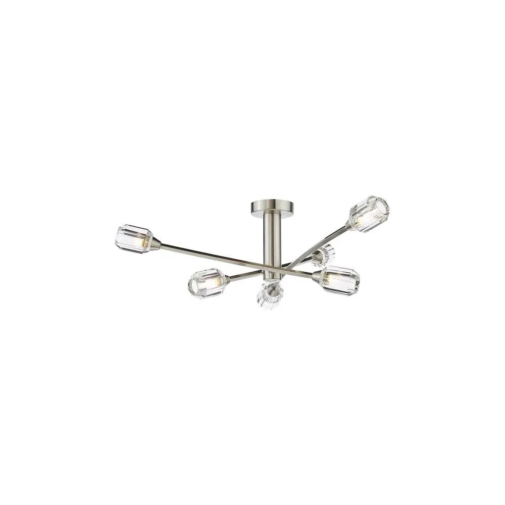 dar lighting Där Lighting Group, ZON6438 Zonda 6 Light Semi-Flush Brushed Nickel and Crystal - dar lighting Där Lighting Group, ZON6438 Zonda 6 Light Semi-Flush Brushed Nickel and Crystal