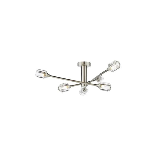 dar lighting Där Lighting Group, ZON6438 Zonda 6 Light Semi-Flush Brushed Nickel and Crystal - dar lighting Där Lighting Group, ZON6438 Zonda 6 Light Semi-Flush Brushed Nickel and Crystal