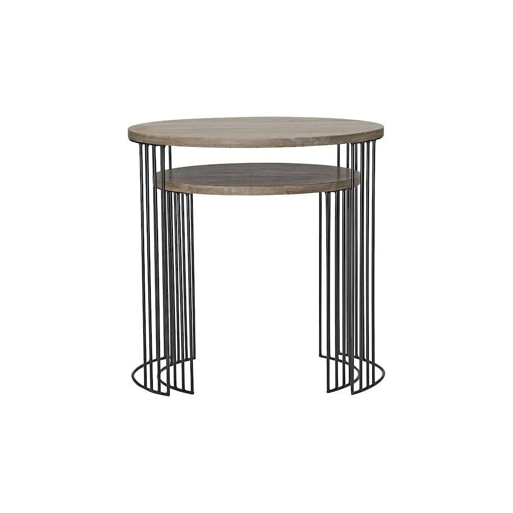 dar lighting Där Lighting Group, 001DRU001 Drum Nest of 2 Round Tables Oak Effect - dar lighting Där Lighting Group, 001DRU001 Drum Nest of 2 Round Tables Oak Effect