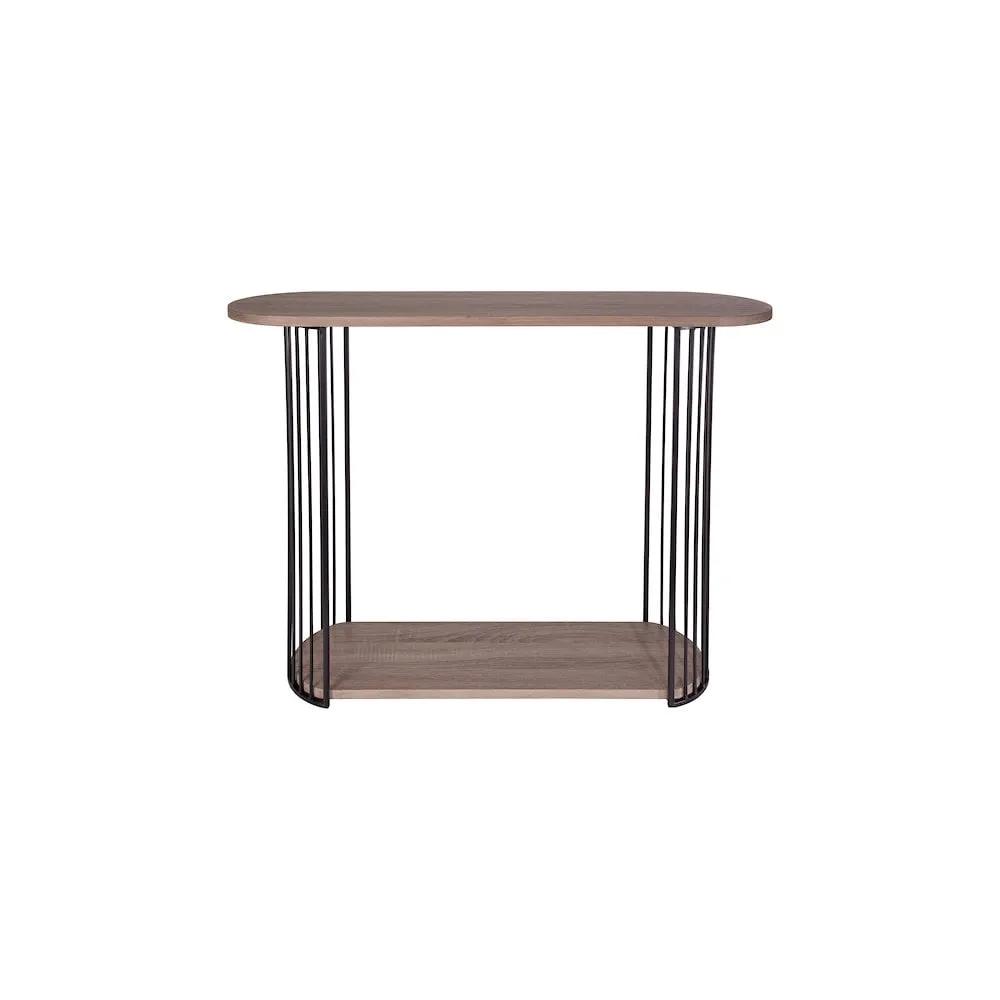 dar lighting Där Lighting Group, 001DRU002 Drum Console Table Oak Effect Veneer and Matt Black - dar lighting Där Lighting Group, 001DRU002 Drum Console Table Oak Effect Veneer and Matt Black
