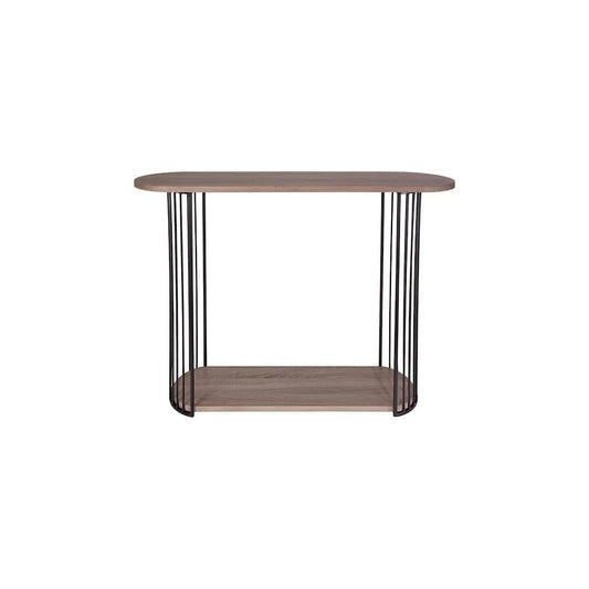 dar lighting Där Lighting Group, 001DRU002 Drum Console Table Oak Effect Veneer and Matt Black - dar lighting Där Lighting Group, 001DRU002 Drum Console Table Oak Effect Veneer and Matt Black