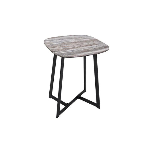 dar lighting Där Lighting Group, 001PAV002 Pavlos Side Table Brown Stone Veneer and Matt Black - dar lighting Där Lighting Group, 001PAV002 Pavlos Side Table Brown Stone Veneer and Matt Black