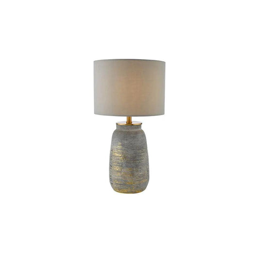 dar lighting Där Lighting Group, CRE4239-PYR1439 Creon Ceramic Table Lamp Grey and Antique Brassss With Shade - dar lighting Där Lighting Group, CRE4239-PYR1439 Creon Ceramic Table Lamp Grey and Antique Brassss With Shade