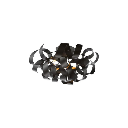 dar lighting Där Lighting Group, SWA0422-03 Swash 4 Light Flush Black With Black Ribbins - dar lighting Där Lighting Group, SWA0422-03 Swash 4 Light Flush Black With Black Ribbins