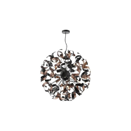 dar lighting Där Lighting Group, SWA1222-07 Swash 12 Light Pendant Black With Copper Ribbons - dar lighting Där Lighting Group, SWA1222-07 Swash 12 Light Pendant Black With Copper Ribbons