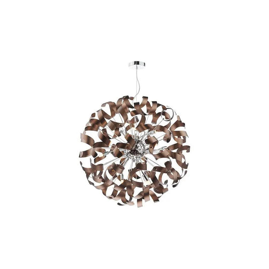 dar lighting Där Lighting Group, SWA1250-06 Swash 12 Light Pendant Polished Chrome with Copper Ribbons - dar lighting Där Lighting Group, SWA1250-06 Swash 12 Light Pendant Polished Chrome with Copper Ribbons