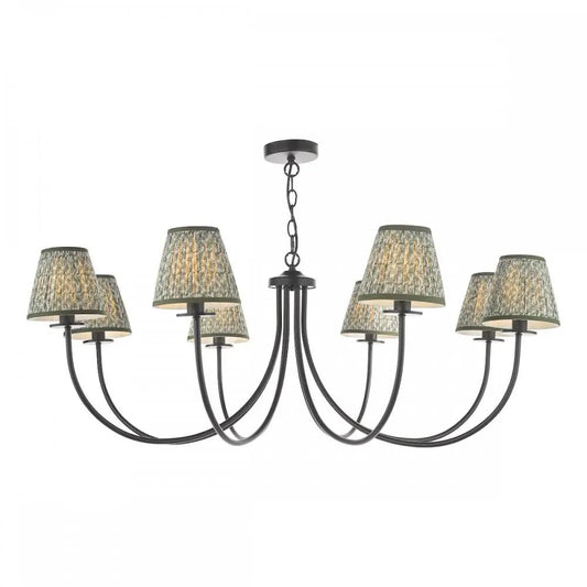 dar lighting Där Lighting Group, BEC0822-EST2624 Becca 8 Light Pendant Matt Black With Shade - dar lighting Där Lighting Group, BEC0822-EST2624 Becca 8 Light Pendant Matt Black With Shade