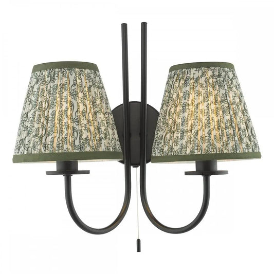 dar lighting Där Lighting Group, BEC0922-EST2624 Becca 2 Light Wall Light Matt Black and Green With Shade - dar lighting Där Lighting Group, BEC0922-EST2624 Becca 2 Light Wall Light Matt Black and Green With Shade
