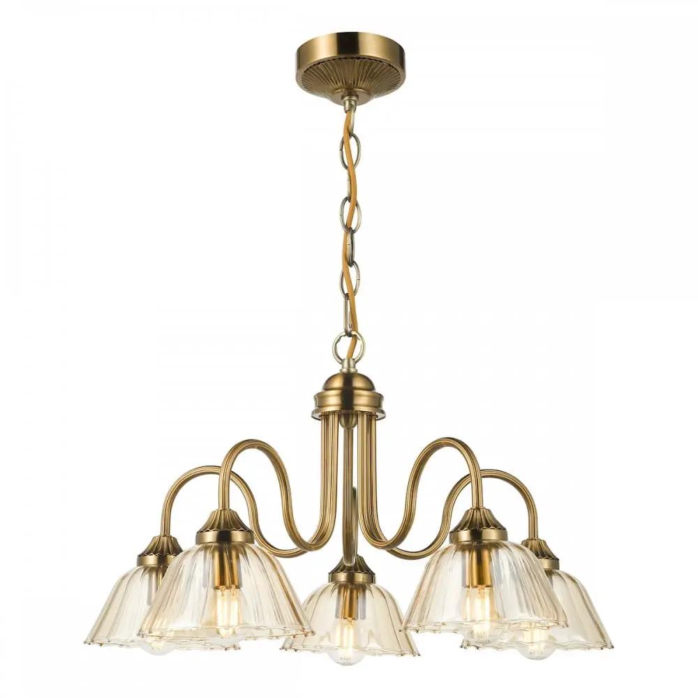 dar lighting Där Lighting Group, ERI0563 Erika 5 Light Pendant Antique Bronze and Amber Glass - dar lighting Där Lighting Group, ERI0563 Erika 5 Light Pendant Antique Bronze and Amber Glass