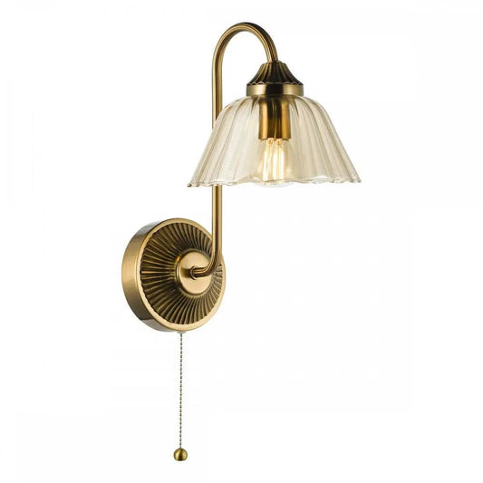 dar lighting Där Lighting Group, ERI0763 Erika Wall Light Antique Bronze and Amber Glass - dar lighting Där Lighting Group, ERI0763 Erika Wall Light Antique Bronze and Amber Glass