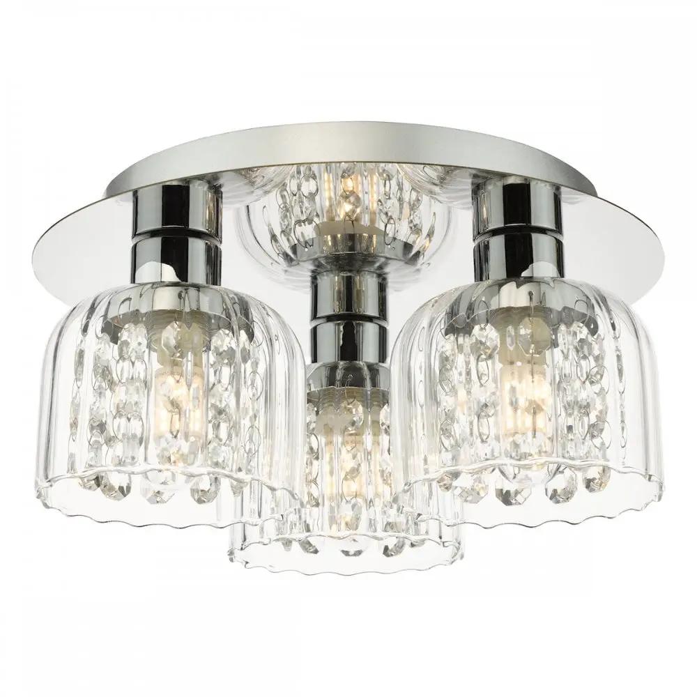 dar lighting Där Lighting Group, FOR5350 Forseti 3 Light Bathroom Flush Light Polished Chrome and Glass IP44 - dar lighting Där Lighting Group, FOR5350 Forseti 3 Light Bathroom Flush Light Polished Chrome and Glass IP44