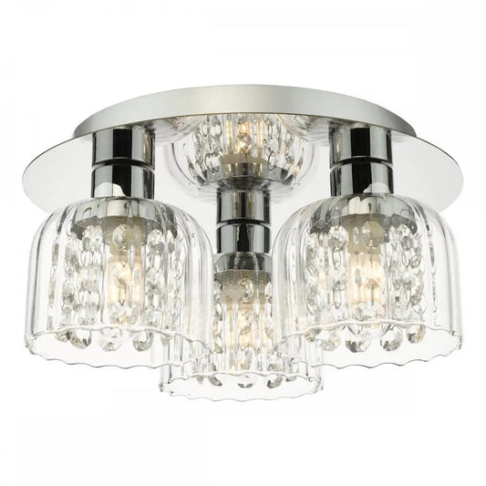 dar lighting Där Lighting Group, FOR5350 Forseti 3 Light Bathroom Flush Light Polished Chrome and Glass IP44 - dar lighting Där Lighting Group, FOR5350 Forseti 3 Light Bathroom Flush Light Polished Chrome and Glass IP44