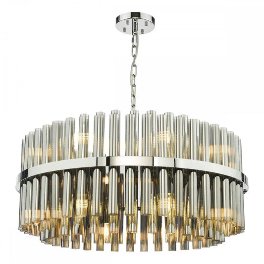 dar lighting Där Lighting Group, IMA1650 Imani 16 Light Pendant Polished Chrome and Smoked Ribbed Glass - dar lighting Där Lighting Group, IMA1650 Imani 16 Light Pendant Polished Chrome and Smoked Ribbed Glass