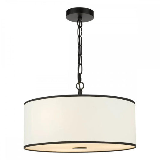 dar lighting Där Lighting Group, JEM0322 Jemima 3 Light Pendant White and Matt Black With Shade - dar lighting Där Lighting Group, JEM0322 Jemima 3 Light Pendant White and Matt Black With Shade